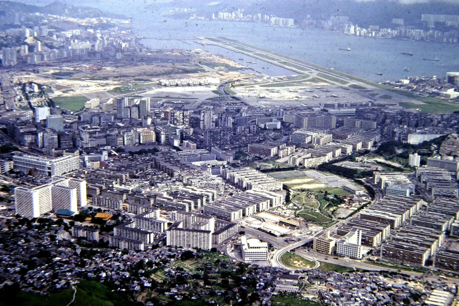 啟德跑道與九龍城空拍（1990 年代以前）