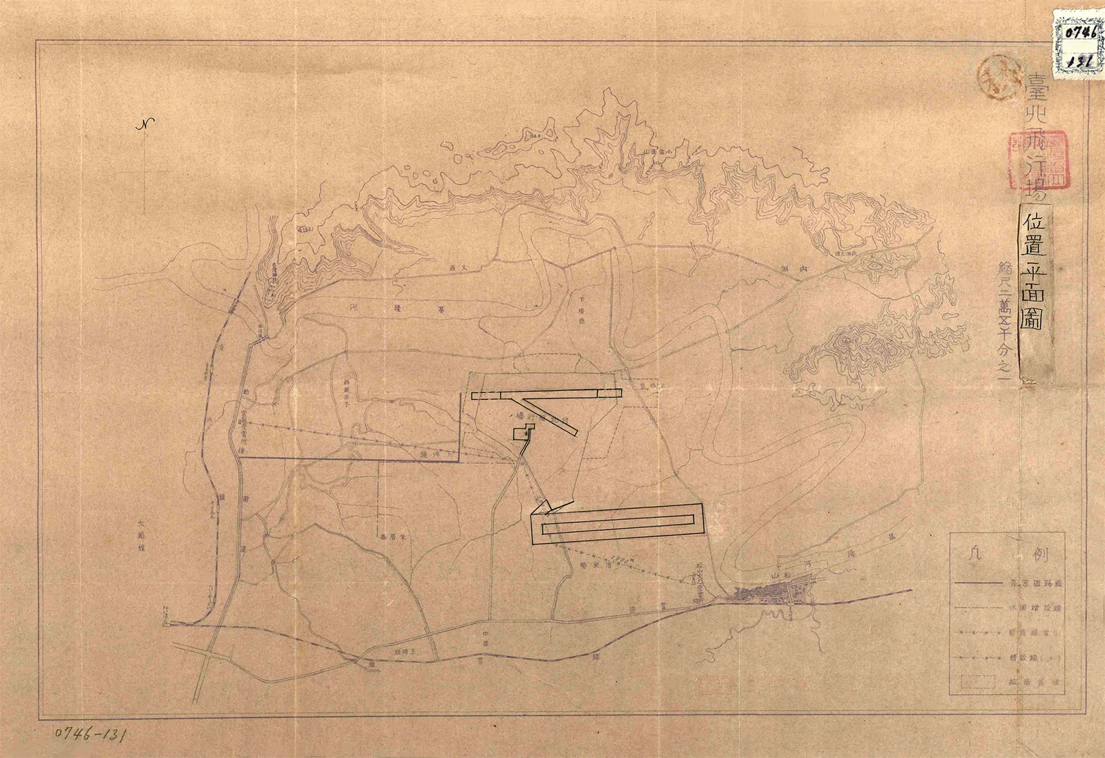 臺北飛行場平面位置圖（1930 年代，年份不詳）
